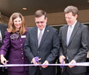 President Kirk Schulz and dignitaries cut the ribbon at the grand opening of the university's third campus, K-State Olathe.