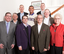 President Schulz at a dinner with the campus and Fort Riley leaders who traveled&nbsp; to Iraq.