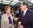 President Schulz chats with Rep. Sydney Carlin.