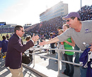 Celebrating with happy K-Staters after the Wildcats beat KU in November.