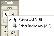 A drop down menu in Tools Panel