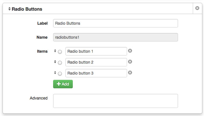Form creation radio buttons