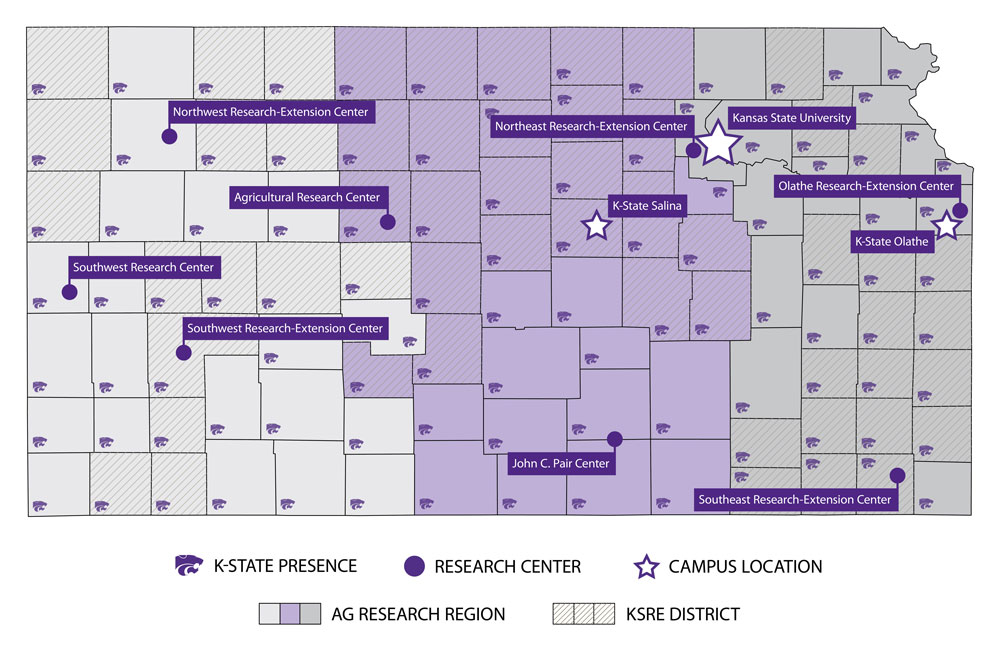 This map shows K-State's presence in all 105 counties of Kansas.