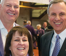 Alumni Carl and Mary Ice, with Pat Bosco, vice president for student life and dean of students.