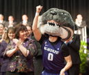 Willie the Wildcat and other guests do the Wabash Cannonball.