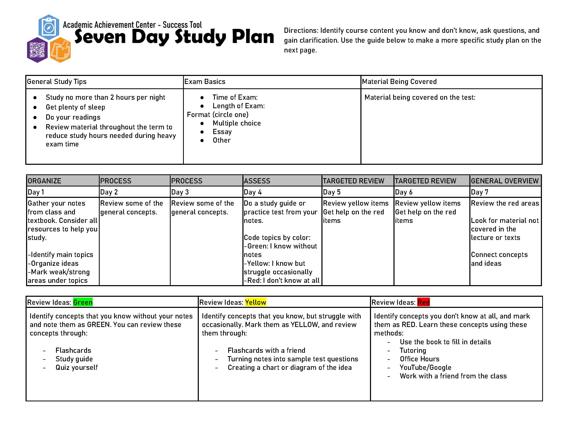 7 Day Study Plan