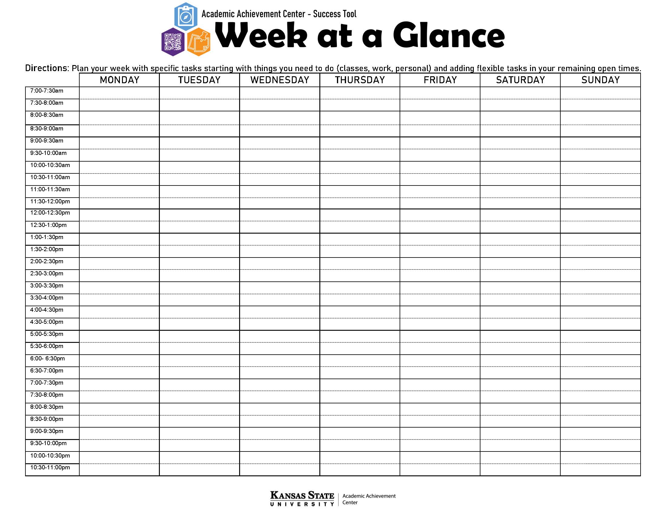 Week at a Glance tool