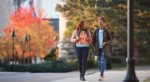 Students walking on the K-State campus