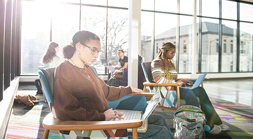 Students studying in the Morris Family Multicultural Student Center