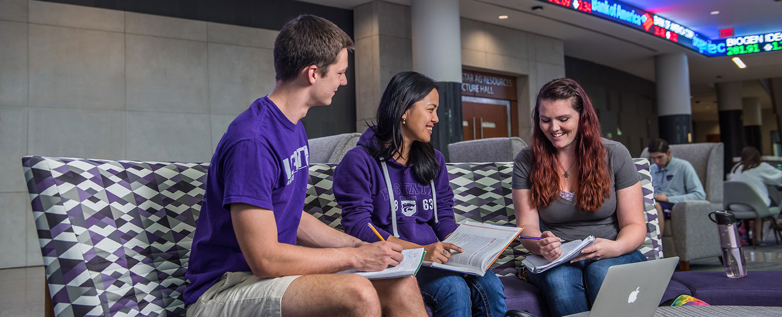 Three students studying