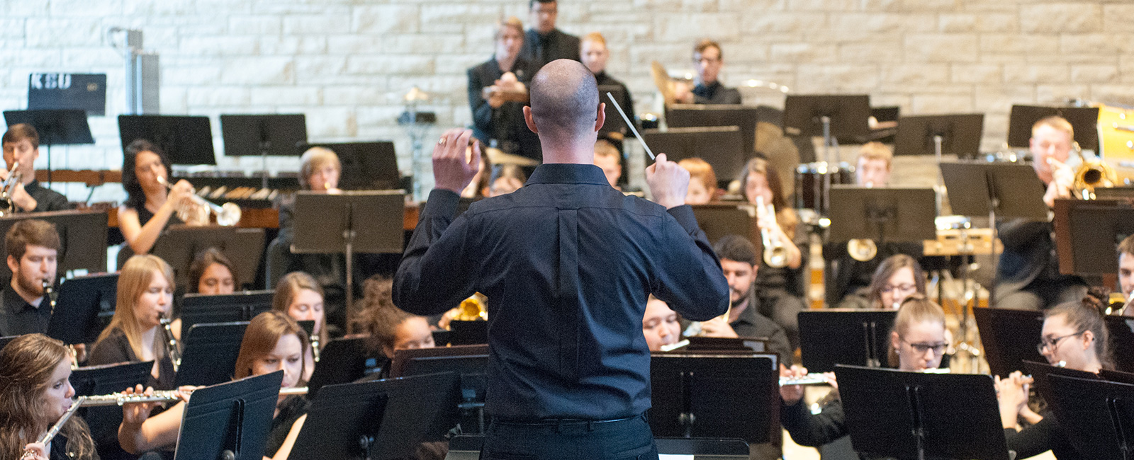 Music students practicing on campus