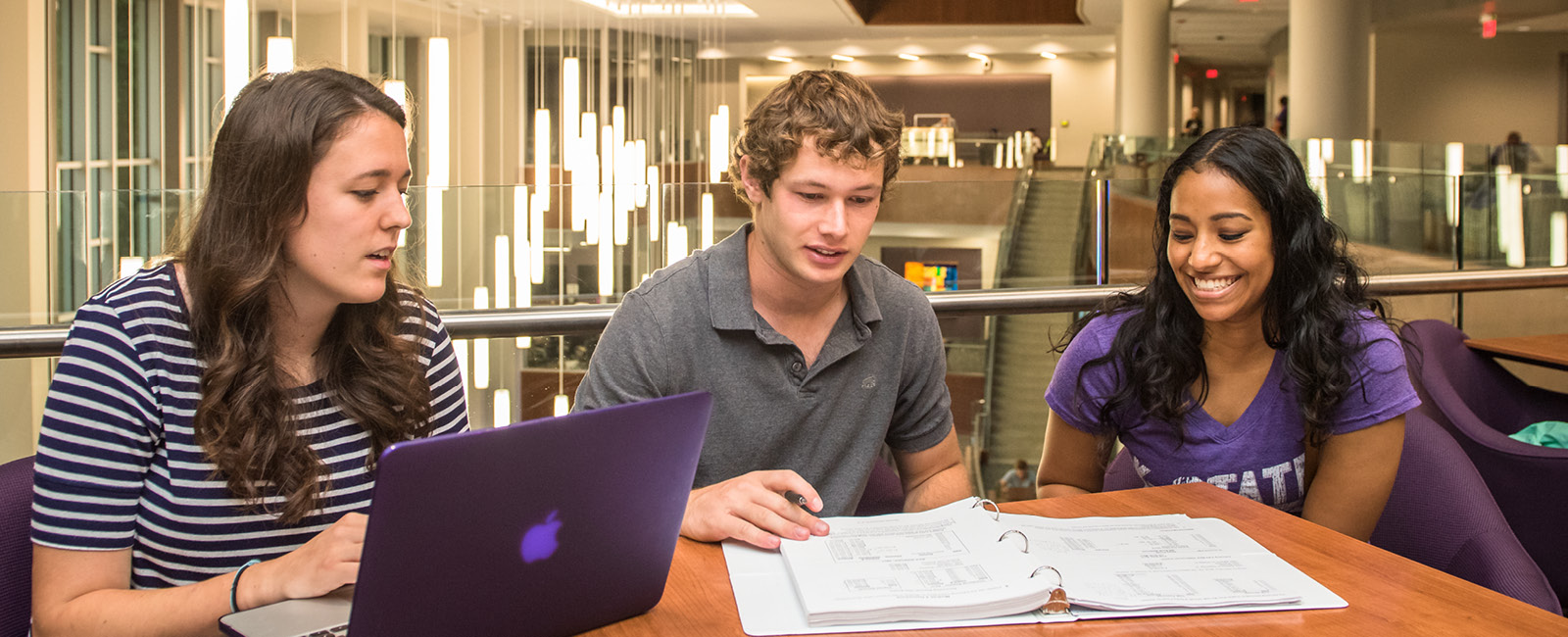 Students studying on campus