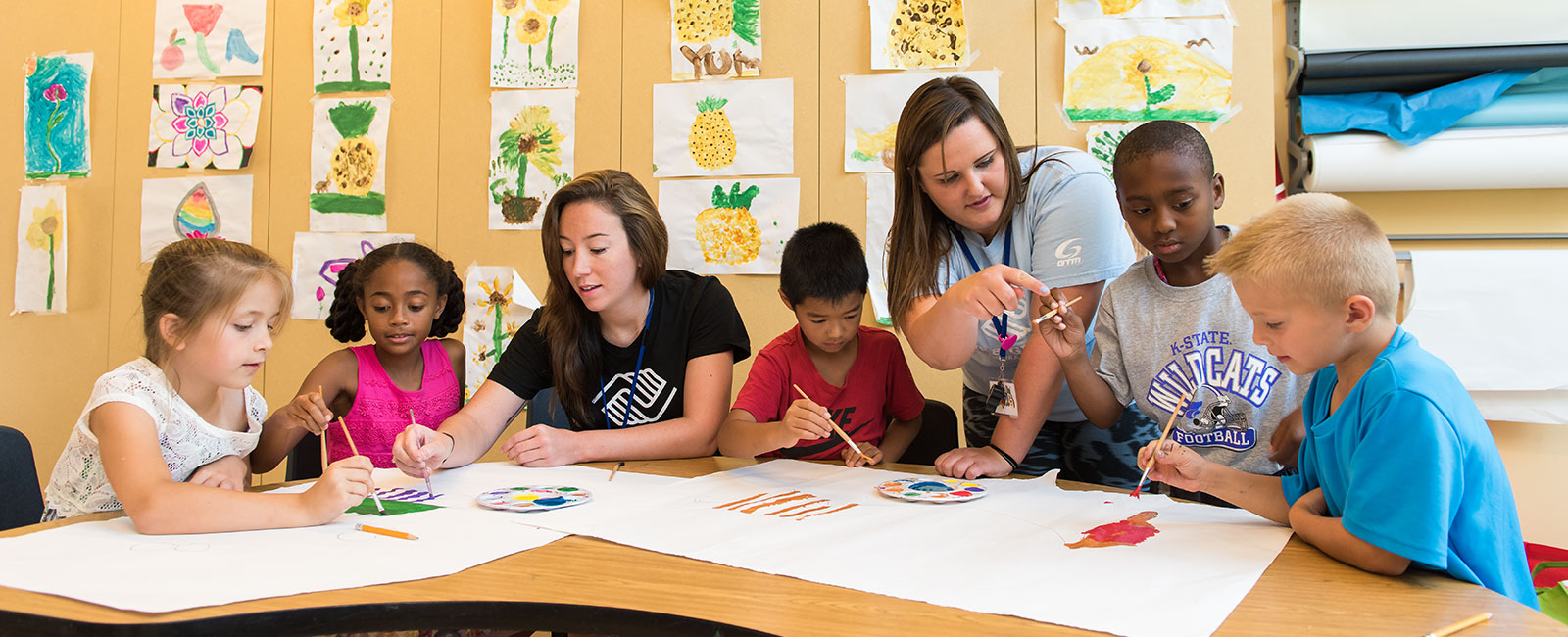 Teacher with elementary students