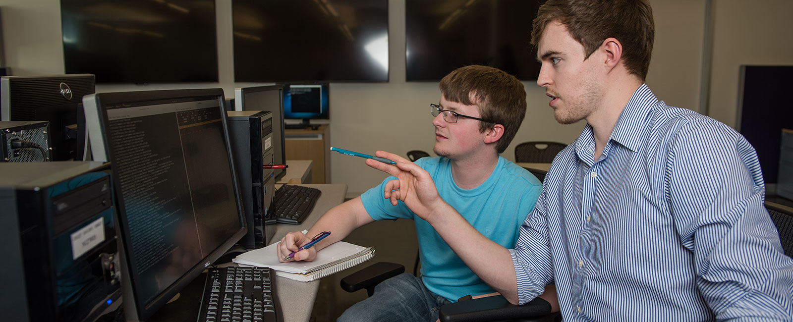 Students working on computer