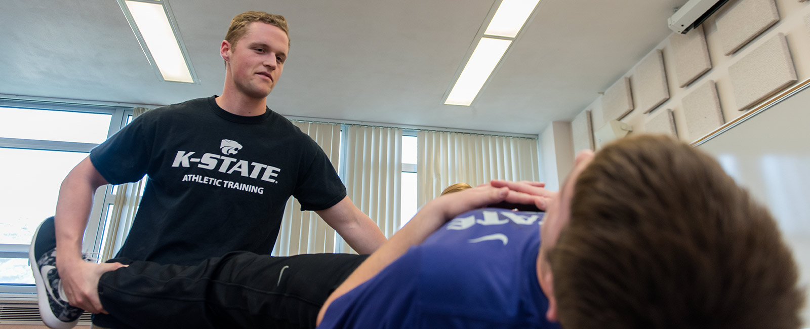 Student practicing athletic training