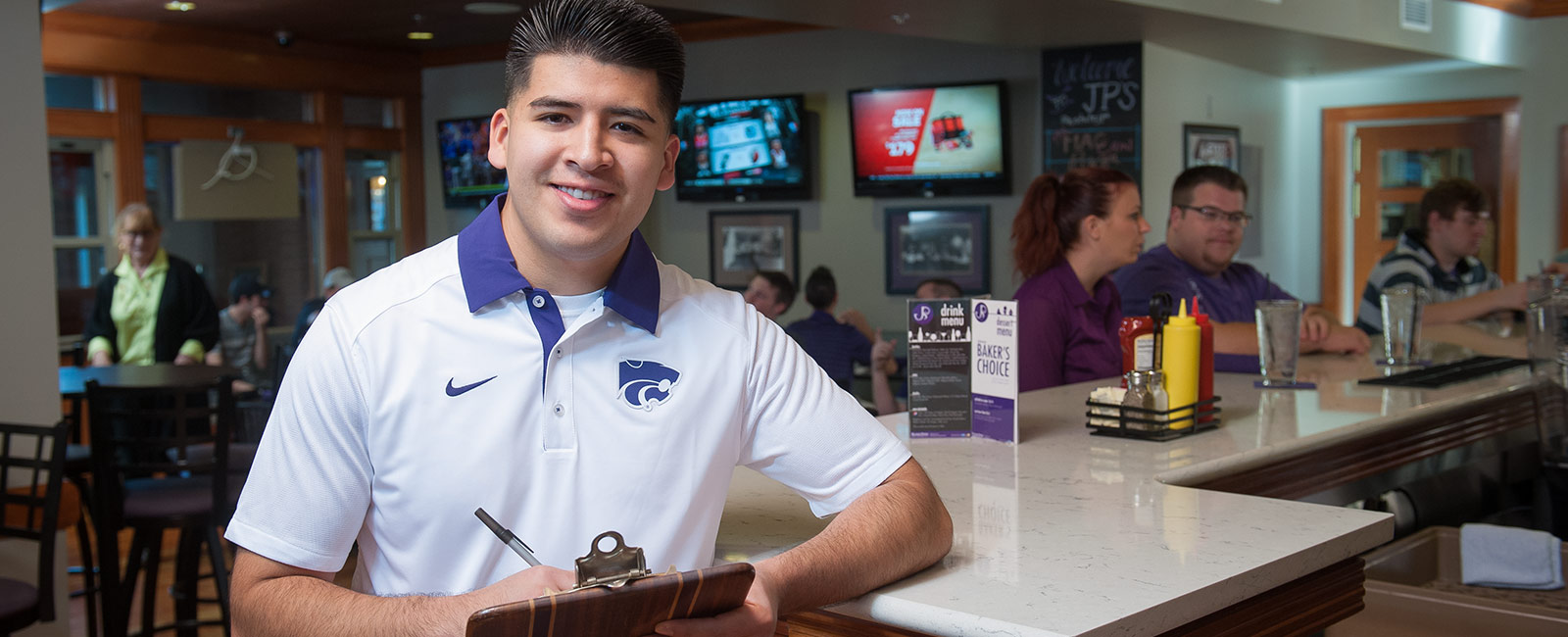 Student at restaurant