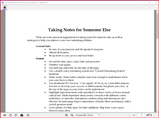 Screenshot of PDF Reader
