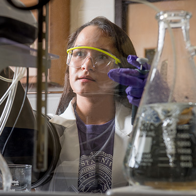 Graduate student conducting research