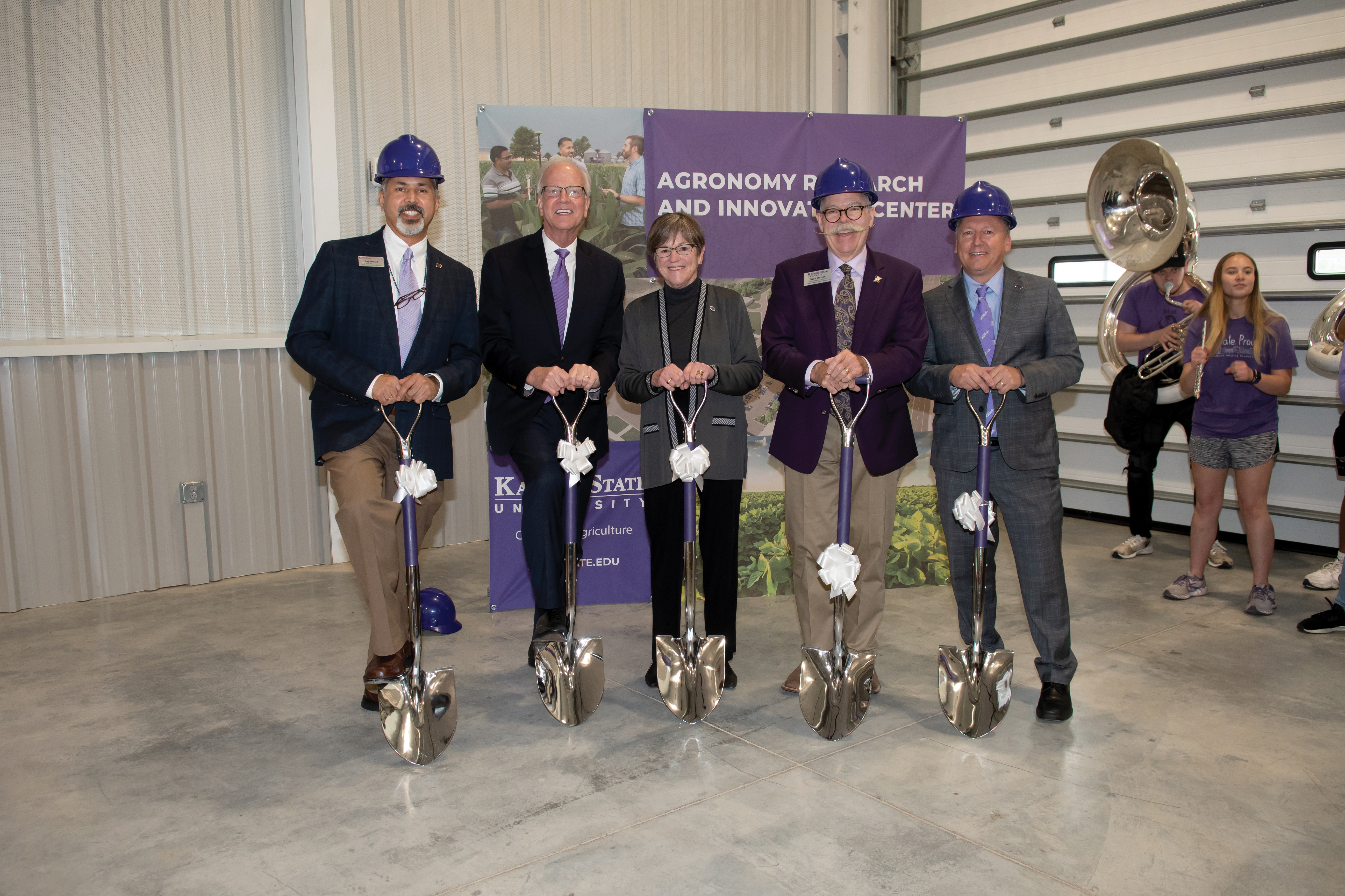 Raj Khosla, Jerry Moran, Laura Kelly, Ernie Minton, and Richard Linton at Groundbreaking