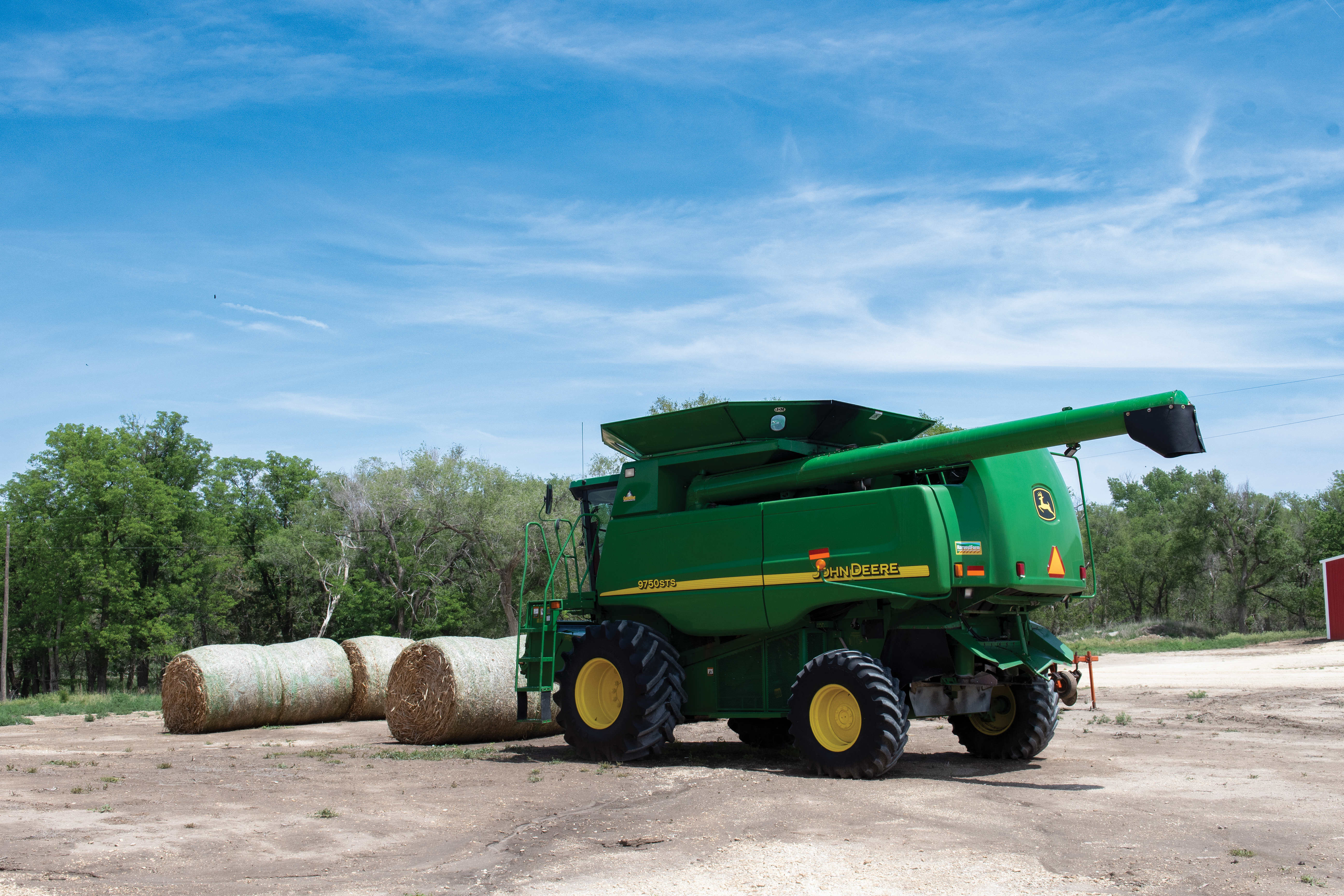 A combine recently purchased to support the Longsinger Farm