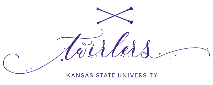 A purple logo "Twirlers" in a script font above 'Kansas State University"
