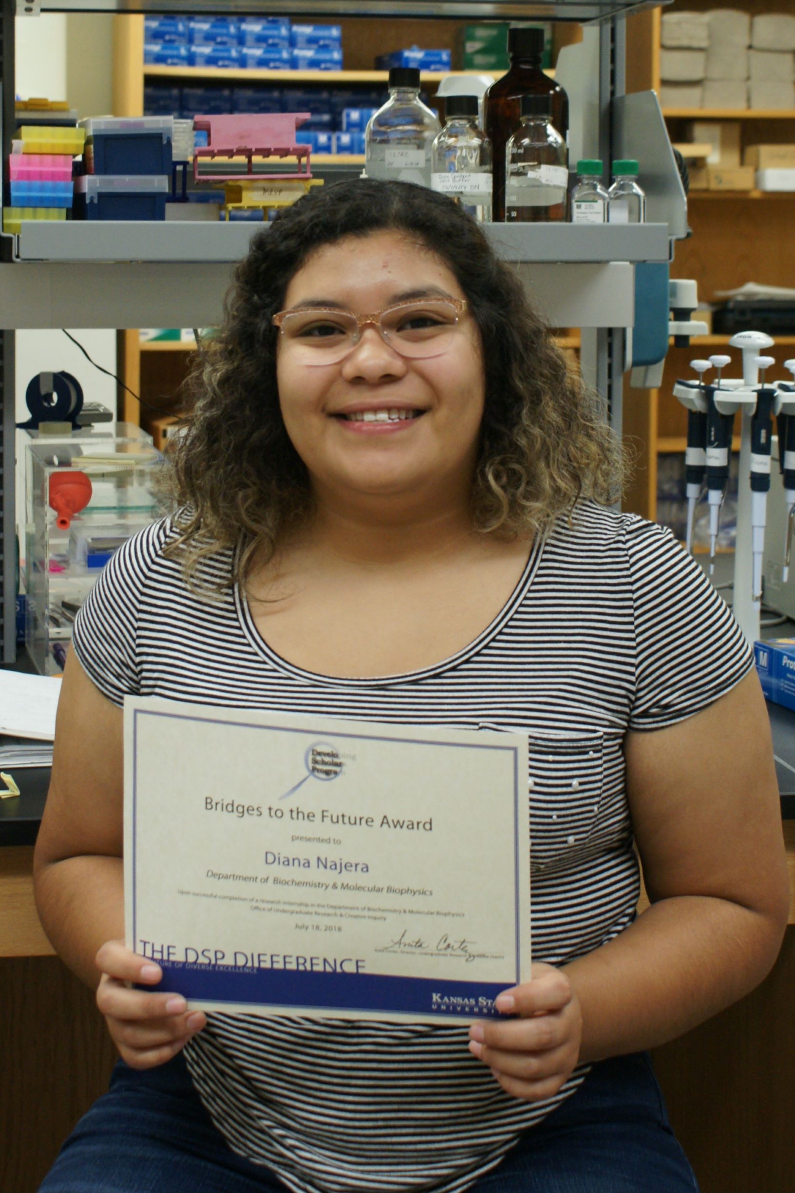 Diana with certificate