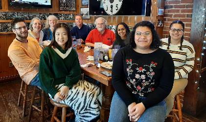 lab group at lunch