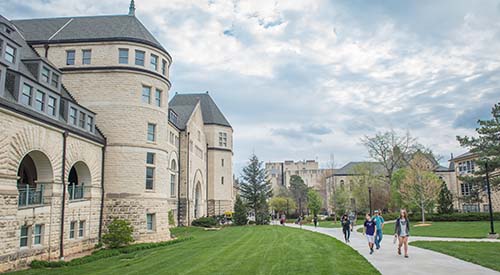 Students walking on campus