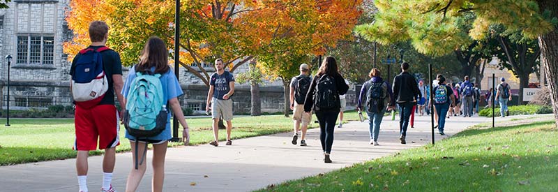 Students walking on campus