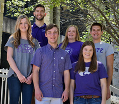 Image of six students accepted to KU from left to right: Natalie Ost, Matthew Brettmann, Samuel Broll, Tate Gilchrist, Mackenzie Wahl, and Garrison Olds.
