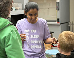 BMB student with visitor