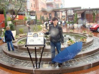 Debabani and Weihong eagerly checked out posters at Pier 39