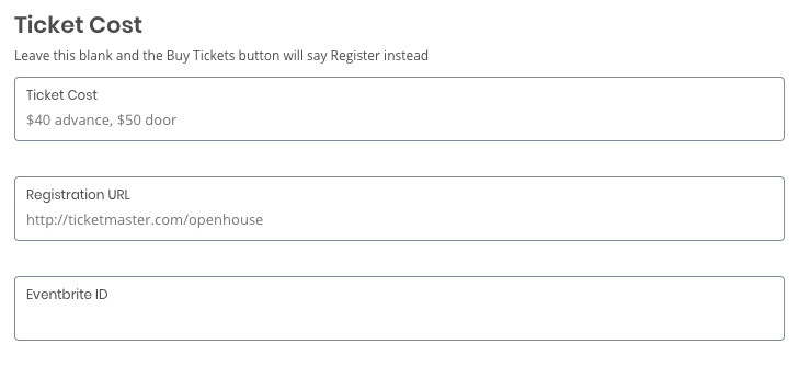 Other registration and ticket fields