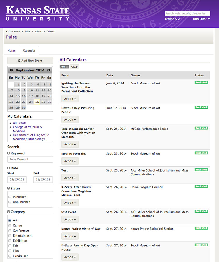 Updates to K-State's event calendar interface | Calendar of events | Kansas  State University