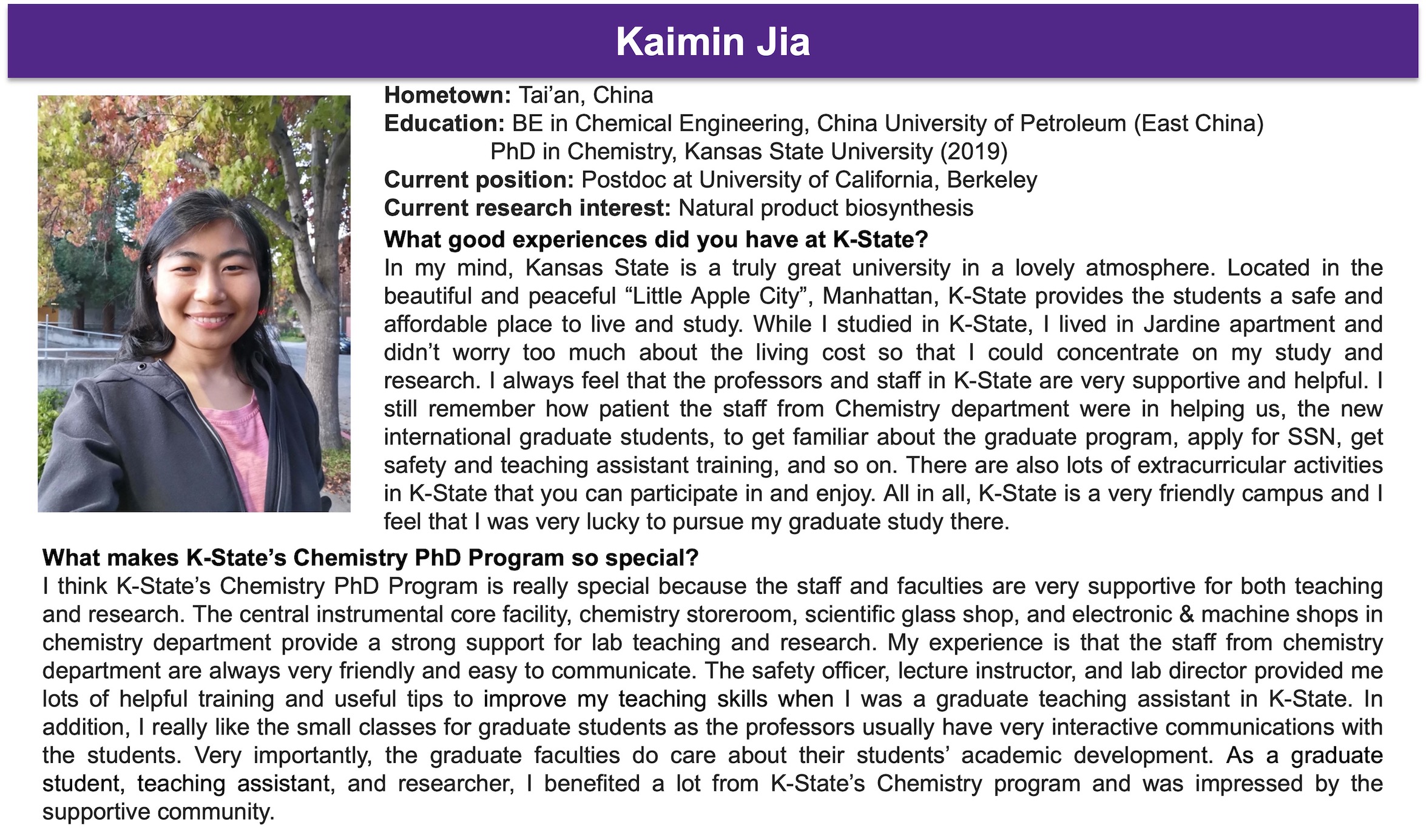 K-State Chemistry Meet the Student