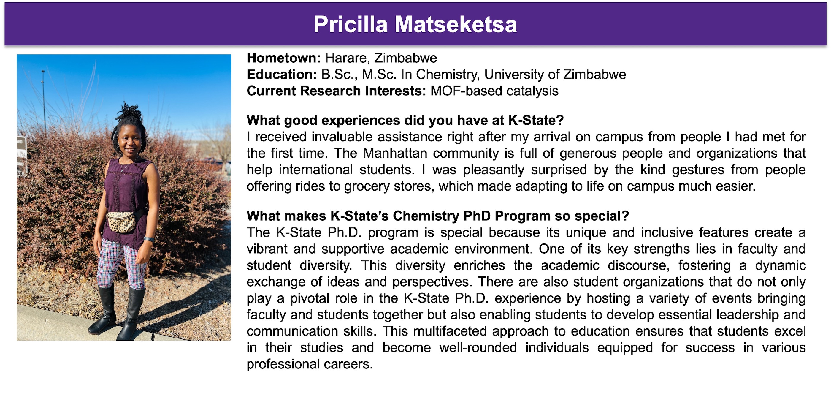 K-State Chemistry Meet the Student