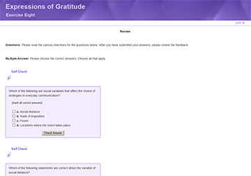 This is a screenshot of the Expressions of Gratitude-Exercise Eight.