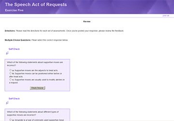 This is a screenshot of The Speech Act of Requests--Exercise Five