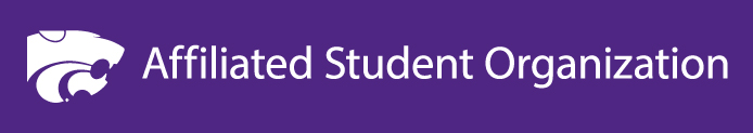Powercat Affiliated student organization long, white on purple