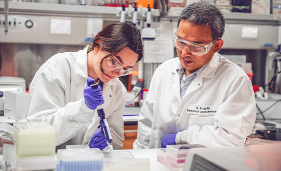 Students working in a research lab