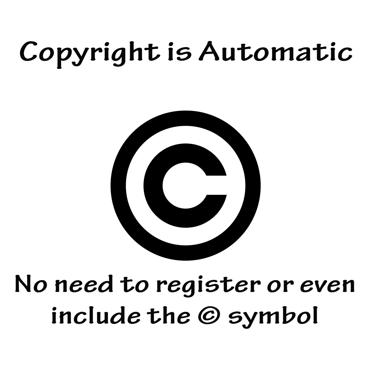 Copyright is Automatic, no need to register or include the copyright notice symbol