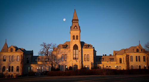 Anderson Hall at sunrise.