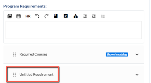 Screenshot/Image from Course Dog of a new Requirement Rule Block Screenshot/Image from Course Dog of a new Requirement Rule Block