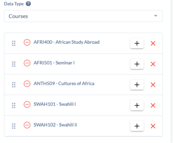 Screenshot/Image from Course Dog of final course list Screenshot/Image from Course Dog of final course list