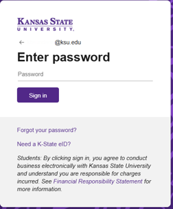 Screenshot of the K-State password page for SSO Screenshot of the K-State password page for SSO