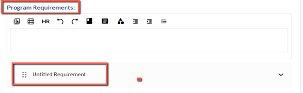 Screenshot of the Untitled Req now showing in the Program Requirement section Screenshot of the Untitled Req now showing in the Program Requirement section