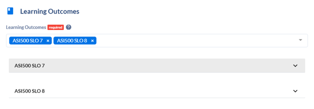 Screenshot of the list of SLOs assigned Screenshot of the list of SLOs assigned
