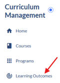 Screenshot of the Learning Outcomes option Screenshot of the Learning Outcomes option