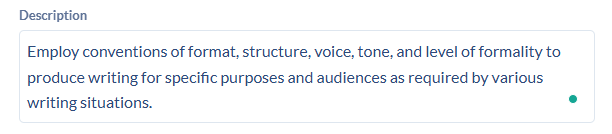 Screenshot of the Description field with the SWT outcome 1 listed Screenshot of the Description field with the SWT outcome 1 listed