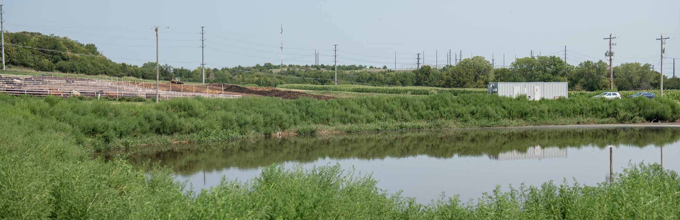 wastewater lagoon and trailer with pilot anaerobic membrane reactor system